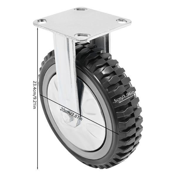 4 kpl PVC kääntöpyörät - Kalustepyörät Levykiinnikkeellä - 20 cm Pyörä - 2 Jarrulla - 600 kg Kantavuus - Reikäväli 8,5×7,5 cm - Beige