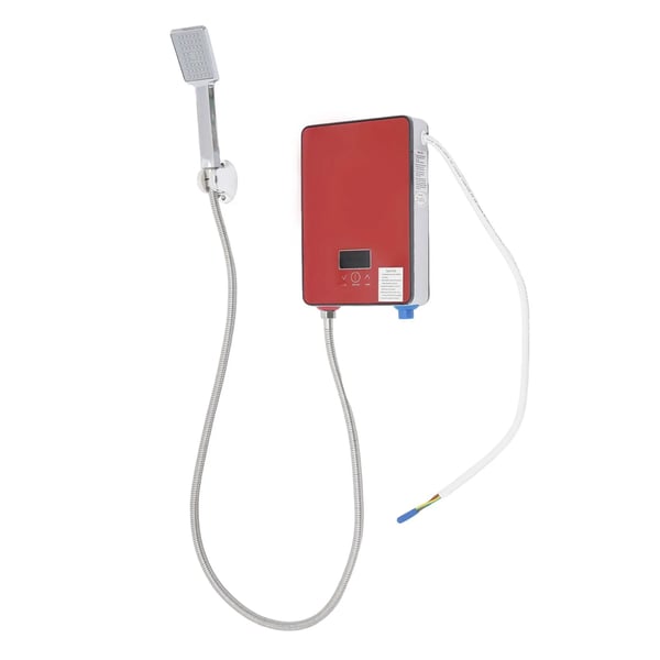 Elektrisk gennemstrømsvandvarmer - Vægmonteret - 6500 W - LED-display - Håndbruser - IPX24 - AC 220 V - Rød