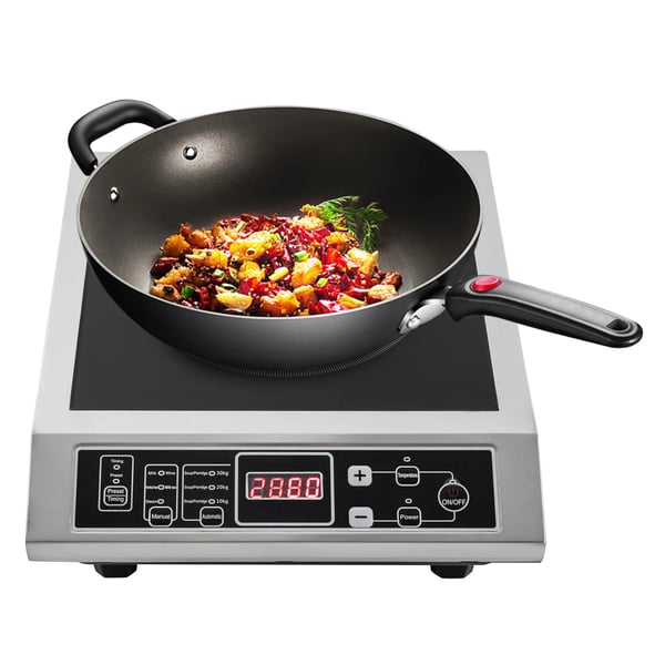 Bærbar induktionskogeplade/induktionsplade - Enkeltzone - 3500 W - 8 Temperaturtrin - 0–3 t Timer - Touchbetjening - EU-stik - Sort