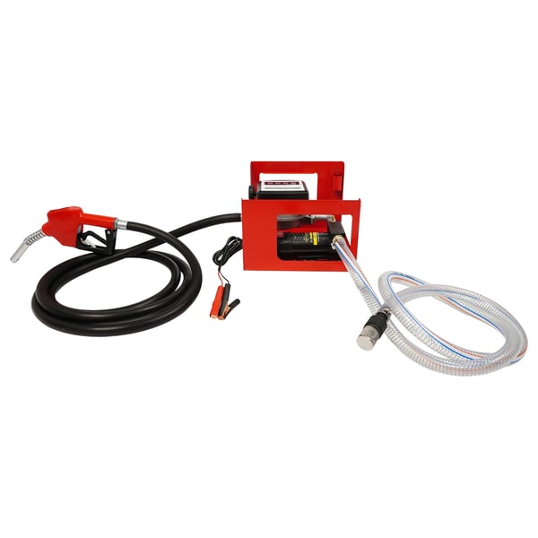 Elektrisk overførselspumpe - 12 V 200 W dykpumpesæt - 45 l/min flow - Til diesel, vand, olie - Til bil, camping, fiskeri - Rød
