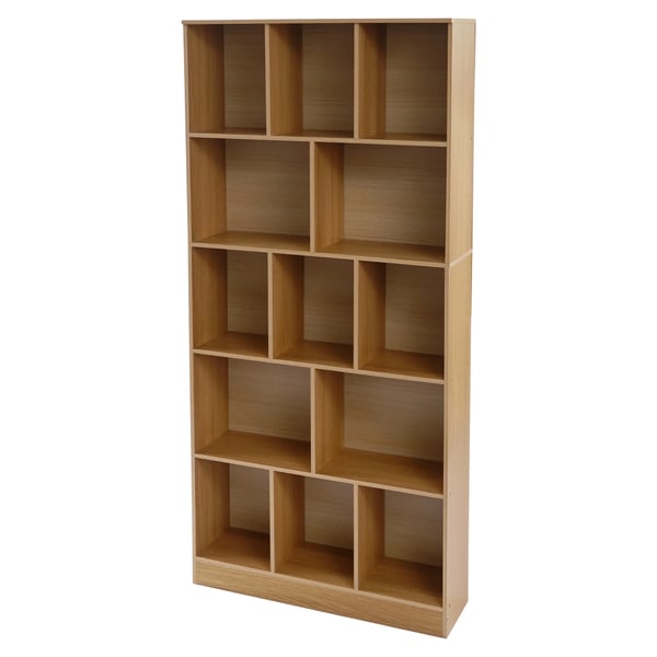 Bogreol - Fritstående - 5 Hylder - 80×24×180 cm - Opbevaring & Display - Samling Kræves - Brun