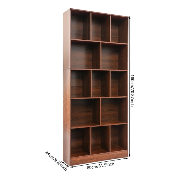 Vapaasti Seisova Kirjahylly - 5-Tasoinen Näyttelyhylly - Lattiamalli - 80×24×180 cm - Avoin Säilytys - Kokoaminen Vaaditaan - Suklaanruskea