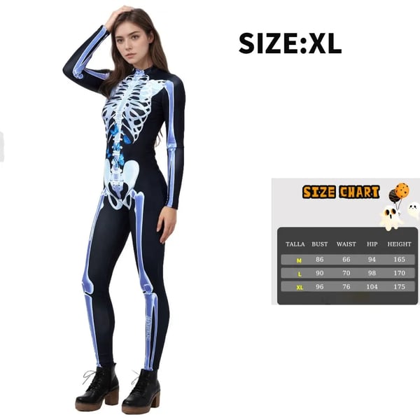 Halloween Zombie Kostume - Jumpsuit/Heldragt - Unisex Voksen - XL - Polyester - Halloween Udklædning - Festival & Rave - Camel