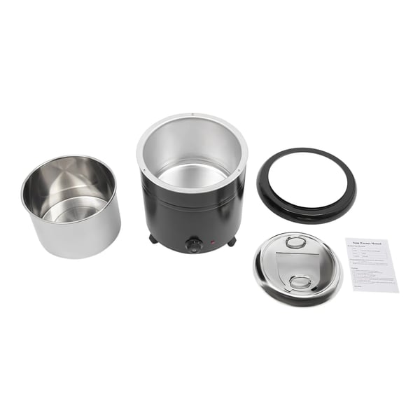 Elektrisk Suppevarmer - Suppekedel - Kapacitet 12,3 L - EU-stik - Termostat 30–85°C - Støbejern & 201 Rustfrit Stål - Sort
