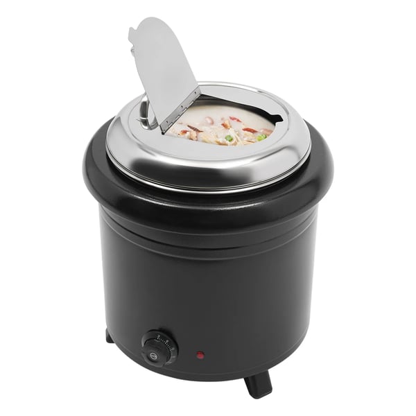 Elektrisk Suppevarmer - Suppekedel - Kapacitet 12,3 L - EU-stik - Termostat 30–85°C - Støbejern & 201 Rustfrit Stål - Sort