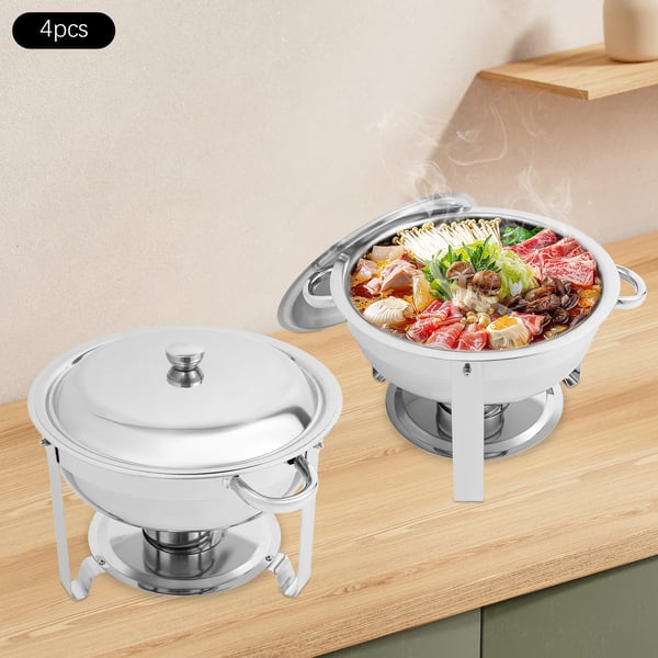 Chafing Dish Buffetsæt - Varmeholder - 4 dele - 4,5 L pr. beholder - Til fester & bryllupper - Guld