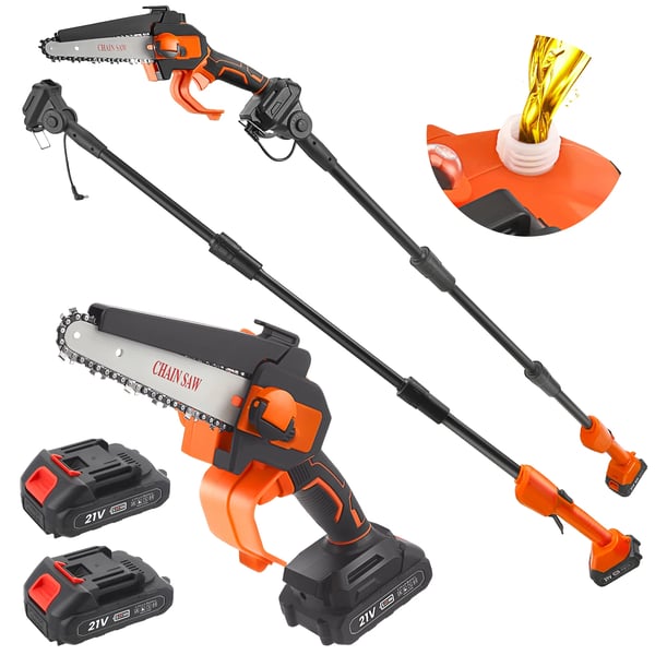 2-in-1 Jatkovarsiketjusaha/Oksasaha - Teleskooppinen, Harjaton, 18V Akkukäyttöinen, Mini Ketjusaha, Säädettävä Pituus, Akku Mukana - Oranssi 2-in-1 Jatkovarsiketjusaha/Oksasaha - Teleskooppinen, Harjaton, 18V Akkukäyttöinen, Mini Ketjusaha, Säädettävä Pituus, Akku Mukana - Oranssi