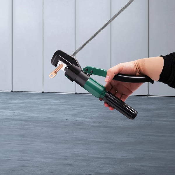 Manuaalinen hydraulinen puristuspihdit - Mini - Puristusvoima 60 kN - 8 Matriisia 4–70 mm² - Kuusikulmapuristus - Taivutettu Kahva 20 cm - Vihreä