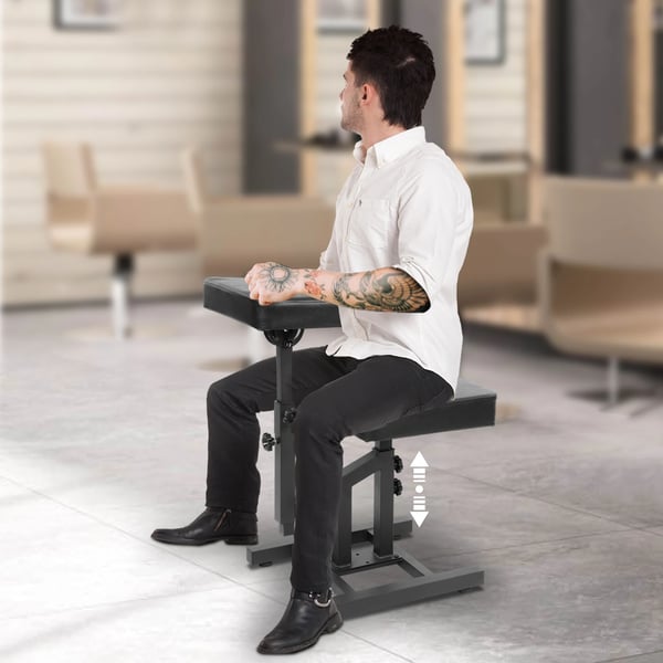 Multifunktionel tatovørstol - Justerbar salonstol - Højde- og vinkeljusterbar - Metalramme - PU-læder - Ergonomisk - Til tatovører - Sort