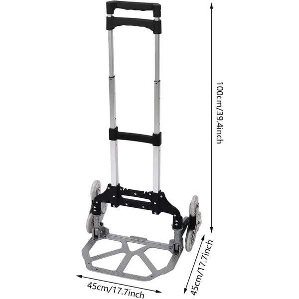 Sækkevogn Trappevogn - Trappeklatrer - Foldbar - 6 hjul - Op til 75 kg - Sort
