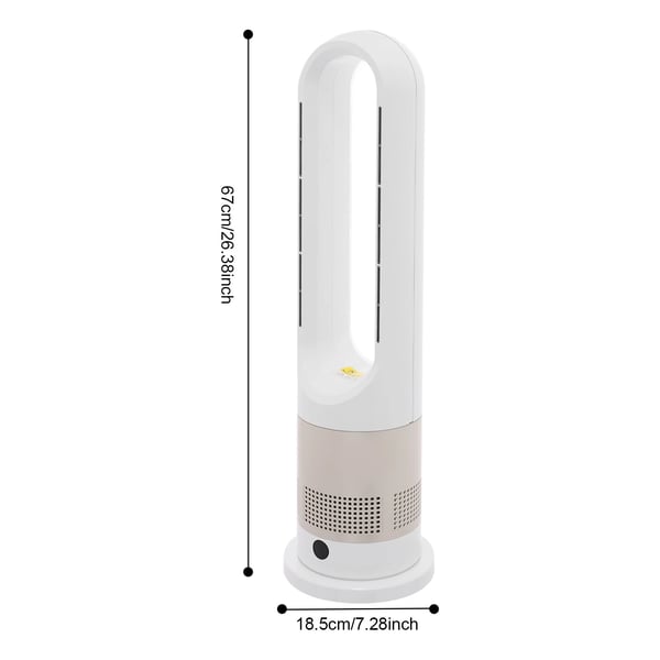 Bladfri ventilator - Gulvventilator - Varme og køling - 1200 W - Timer over 8 t - 220 V - CE-certificeret - Hvid