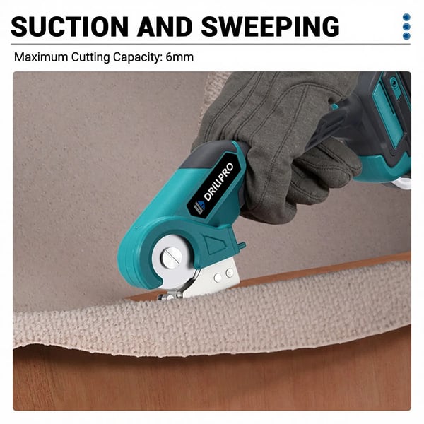 Elektrisk saks - 80 W - 6 mm skærekapacitet - Børstet motor - 2 batterier - Lave vibrationer - Letvægt - EU-stik - Gul/Sort