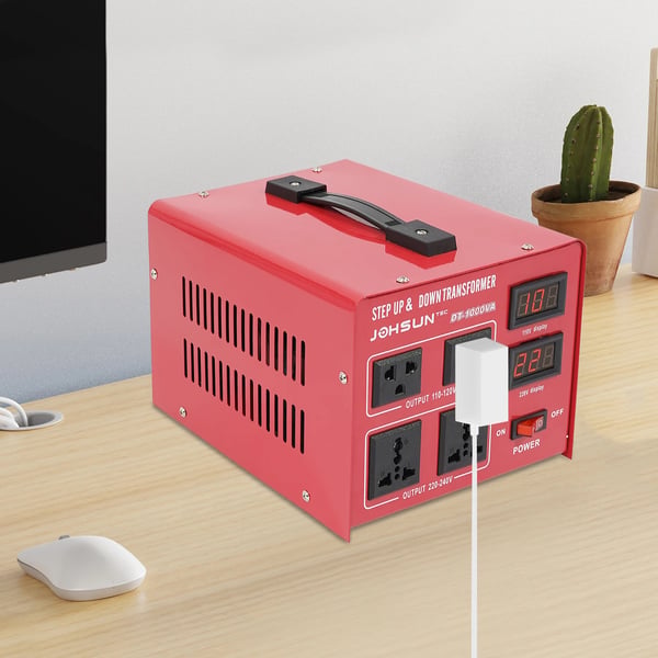 Spændingskonverter 1000 W - Step Up/Down Transformer - Rød