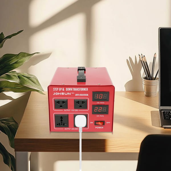 Spændingskonverter 1000 W - Step Up/Down Transformer - Rød