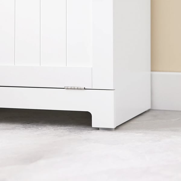 Badskab med vasketøjskurv - BZR33-II - Med 2 Skuffer - MDF - Mål 78×90×38 cm - Selvmontering - Hvid