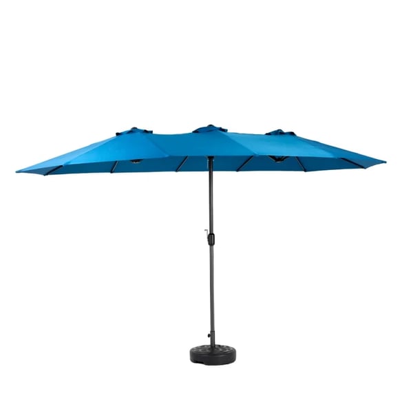 Haveparasol - Dobbeltsidet terrasseparasol - 4,5 m - Rektangulær - Vandtæt - Håndsving - Canvas - Blå
