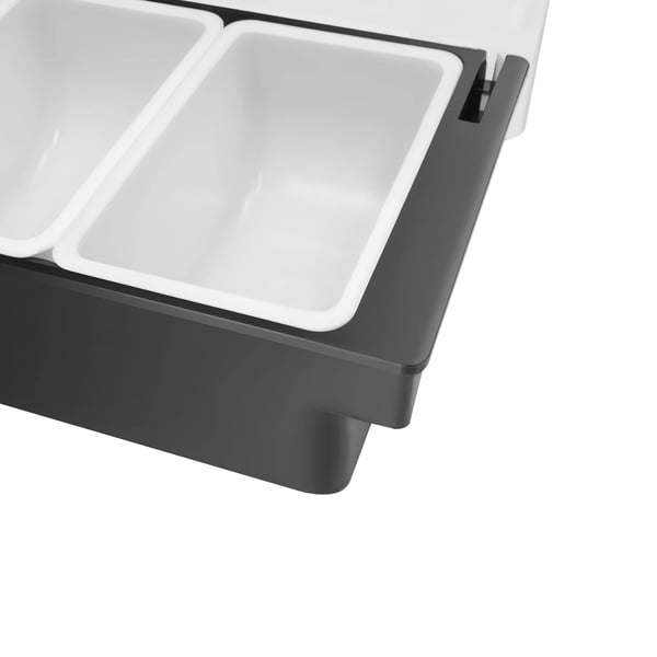 Bar-caddy til frugt og garniture - 5-delt serveringsbakke - Med låg - Til køkken og bar - Fødevareopbevaring - Sort