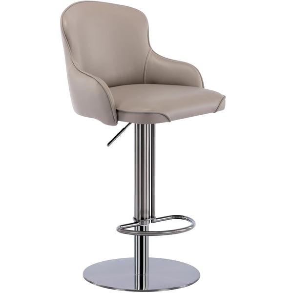 Modern design - Barstol - Höjdjusterbar - Svängbar - Med ryggstöd - Nappaläder & rostfritt stål - Grå