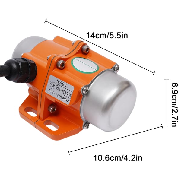 Elektrisk vibrationsmotor - Betonvibrator drivmotor - 220 V 1-faset - 30 W - Industriel til metalbearbejdning - Orange