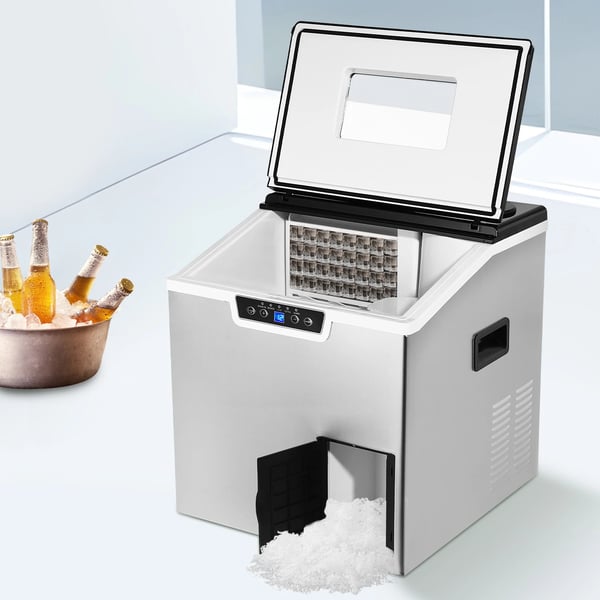 Ismaskine - 2‑i‑1 Knust is & Isterningemaskine - 150–180 W - Automatisk rengøring - Luftkølet - LCD‑display - Sølv