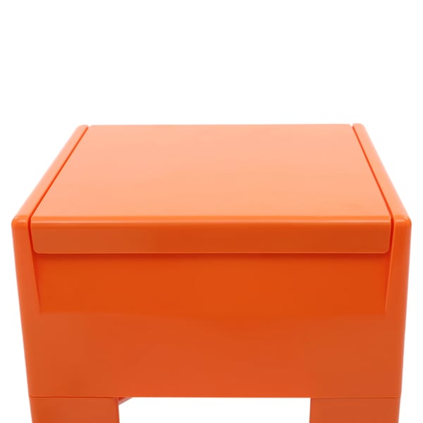 Skobænk med opbevaring - Lav opbevaringsskammel - Opbevaringsrum - ABS-plast - Belastning 50–100 kg - Kræver montering - Orange