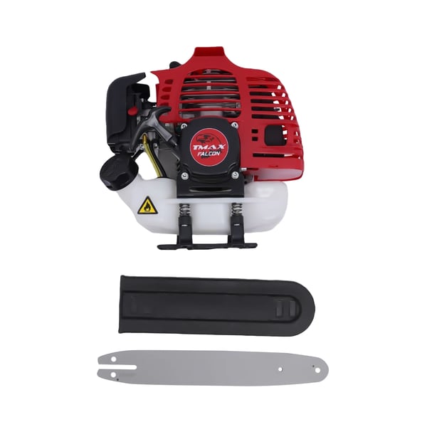 Have-multiværktøj - 4-i-1 sæt - Hækkeklipper/Græstrimmer/Kædesav/Røjsav - Motor 51,7 cc 2-takt - Effekt 4 kW - Tank 1,2 l - Rød