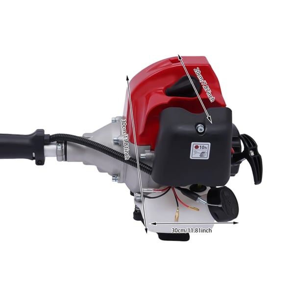 Have-multiværktøj - 4-i-1 sæt - Hækkeklipper/Græstrimmer/Kædesav/Røjsav - Motor 51,7 cc 2-takt - Effekt 4 kW - Tank 1,2 l - Rød