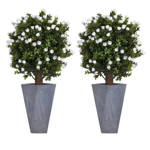 Ginkgo Biloba Pyntetræ - Kunstigt, 2-pak - Udendørs - Fritstående - Plast & Træ - 35–40×69 cm - Hvid/Grøn