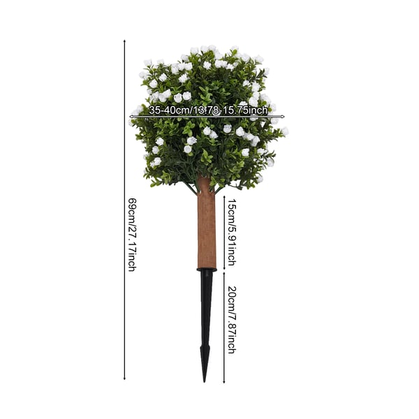 Ginkgo Biloba Pyntetræ - Kunstigt, 2-pak - Udendørs - Fritstående - Plast & Træ - 35–40×69 cm - Hvid/Grøn