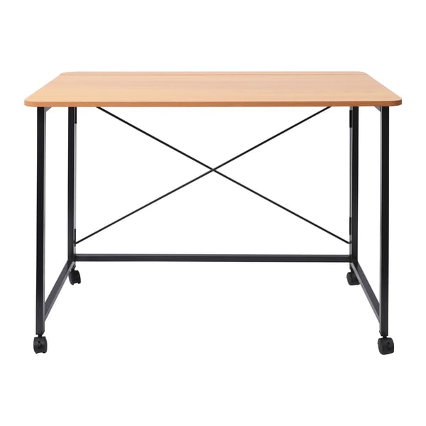 Foldbart skrivebord - Rektangulært kontorbord - Med hjul - Pladsbesparende - Til hjem og kontor - Nem montering - Multifarvet