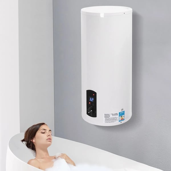 Varmtvandsbeholder - Elektrisk lagertank - 100 L - 2 kW - 30–75 °C - 0,7 MPa - IPX4 - Hvid