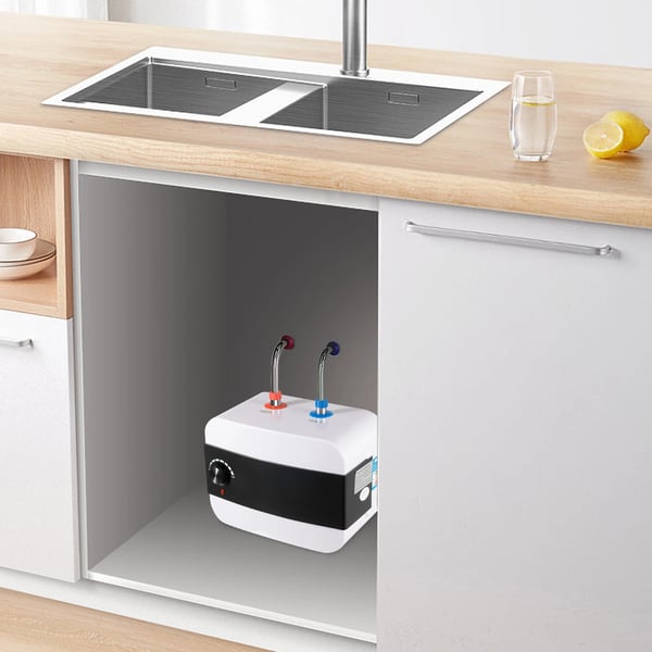 Gennemstrømsvandvarmer til vandhane - Elektrisk - 220 V 1500 W - Hurtig opvarmning - Temperaturknap - Køkken & bad - Hvid/Sort
