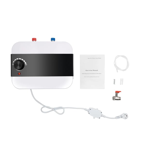Gennemstrømsvandvarmer til vandhane - Elektrisk - 220 V 1500 W - Hurtig opvarmning - Temperaturknap - Køkken & bad - Hvid/Sort