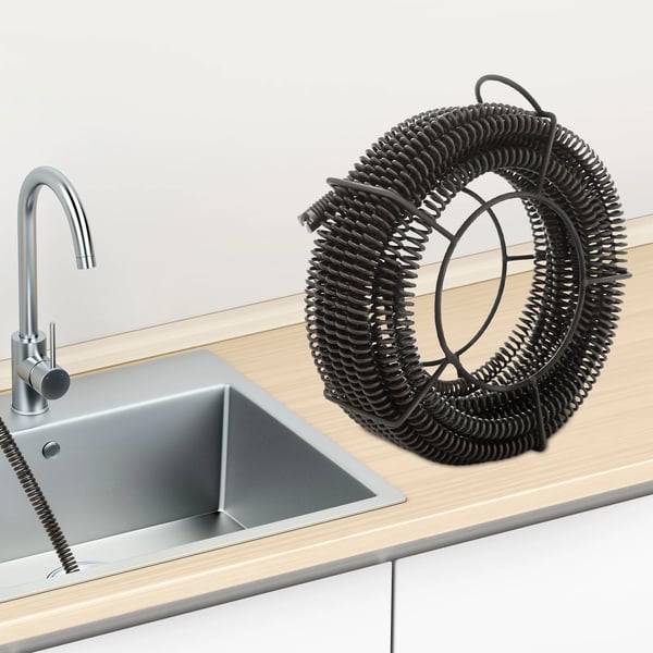 Viemärinavausspiraali - Kaapeli mallille 150 - 14 m (4×3,5 m) - Ø22 mm - Putkille Ø50–200 mm - Mangaaniteräs - Leikkuupää & teline