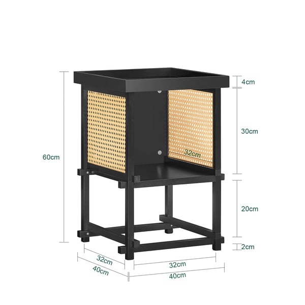 Sengebord Natbord - HFBT03 - Moderne marokkansk stil - Tappede samlinger - 40×60×40 cm - Sort