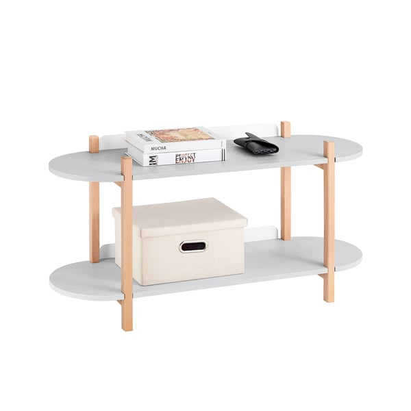 HSTR01 Sofabord Stuebord - Rektangulært - 2 hylder - Opbevaring - 100x52x33 cm - Lysegrå