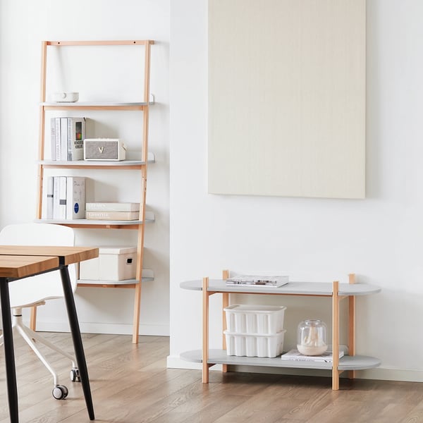 HSTR01 Sofabord Stuebord - Rektangulært - 2 hylder - Opbevaring - 100x52x33 cm - Lysegrå