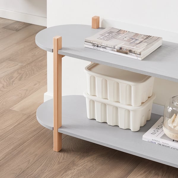 HSTR01 Sofabord Stuebord - Rektangulært - 2 hylder - Opbevaring - 100x52x33 cm - Lysegrå