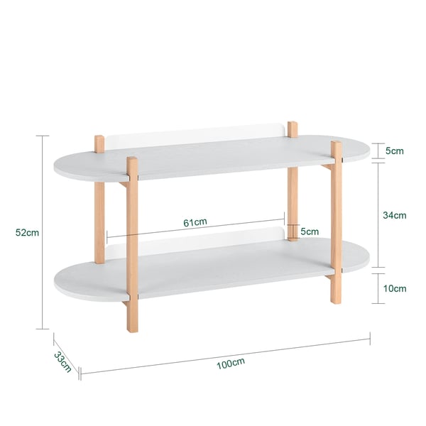 HSTR01 Sofabord Stuebord - Rektangulært - 2 hylder - Opbevaring - 100x52x33 cm - Lysegrå