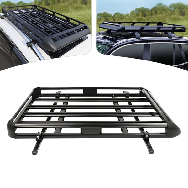 Kattotelinekori autoon - Pituus 140 cm - Säädettävä leveys 100–135 cm - SUV-malleille kattokaiteilla - Alumiini/Rauta/Muovi - Musta