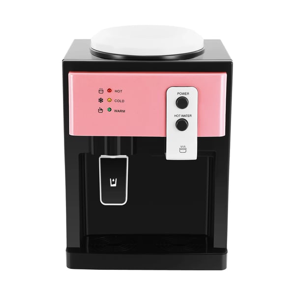 HS-09 - Bordmodel vanddispenser/vandkøler - Varm og kold - Aftageligt design - 550W opvarmning, 75W køling - PP & 304 rustfrit stål - Lyserød