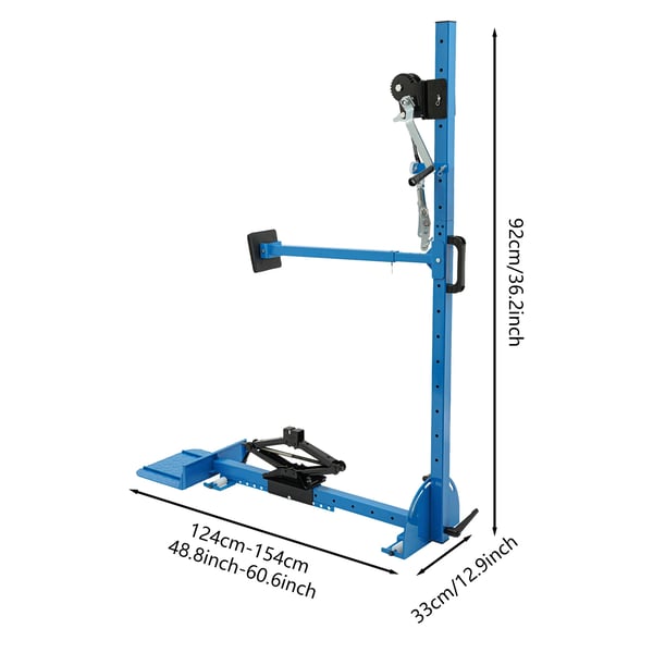 Auton korin lommon oikaisutyökalu - Vedin teleskooppijalustalla - Vetovoima 800 kg - Säädettävä pituus 124–154 cm - Kulma 120° - Manuaalinen - Musta
