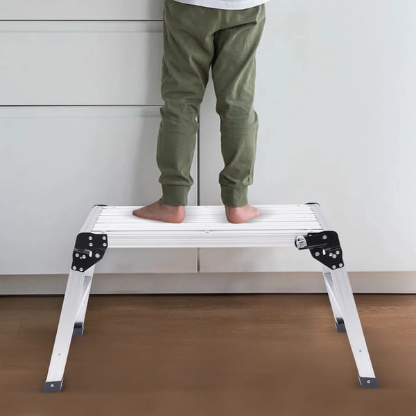Arbejdsplatform - Klapbar trinplatform/podie - Aluminiumlegering - 150 kg bæreevne - Skridsikker overflade - Mobil til bilvask/vinduespudsning
