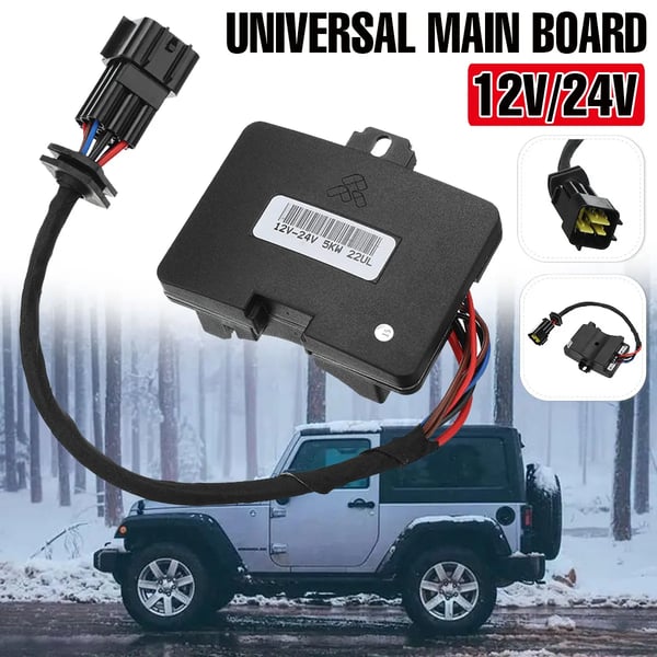 Diesel luftvarmer - Kontrolprint - 12V/24V - Stemmefunktion - Bil & lastbil - CE - Sort