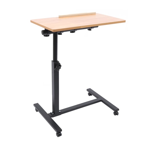 Mobilt laptopbord - Rullebord til computer - Rektangulær bordplade - MDF & stål - Med hjul - Kræver montering - Khaki