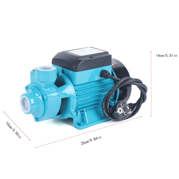 Vandpumpe - Trykforøgerpumpe - 370 W (0,5 hk) - 2850 rpm - Maks. flow 2 m³/t - Løftehøjde 38 m - Maks. tryk 10 bar - IP44 - Blå