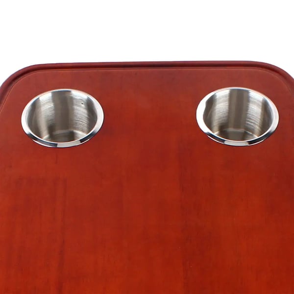 Bord til campingvogn/autocamper - Campingbord med justerbart ben - 600×380 mm - 4 kopholdere - Højde 56,5–72 cm - Bordtykkelse 3 cm - Eg