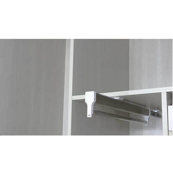 Udtrækkelig buksebøjle til garderobe - Teleskopskinne - Længde 54,2–110 cm - 18–20 bukser - Mindst 25 kg - Stål/rustfrit stål/ABS