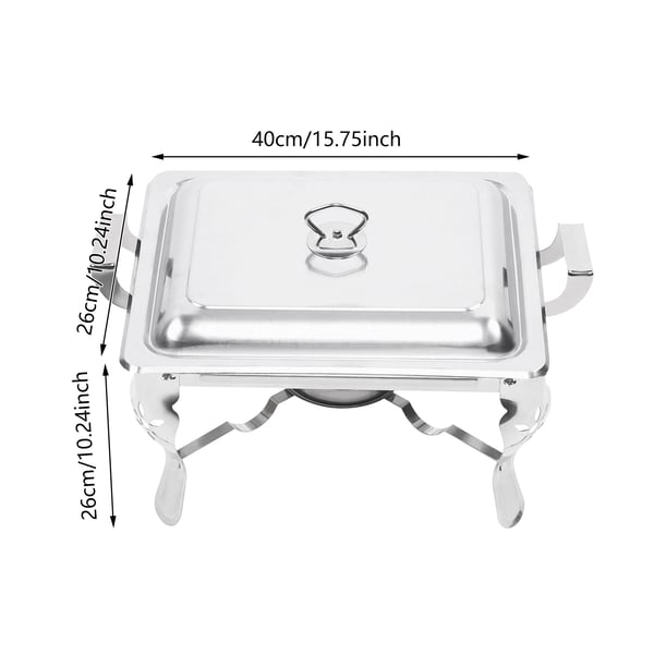 Buffetvarmer - Chafing Dish Sæt - 6 l Rustfrit Stål - Med Spritbrænder - Til Catering & Fest - Sølv