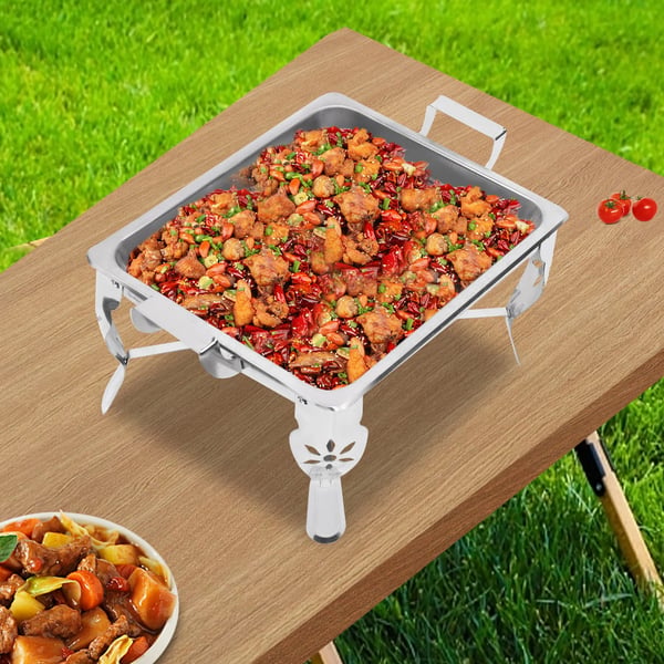 Buffetvarmer - Chafing Dish Sæt - 6 l Rustfrit Stål - Med Spritbrænder - Til Catering & Fest - Sølv